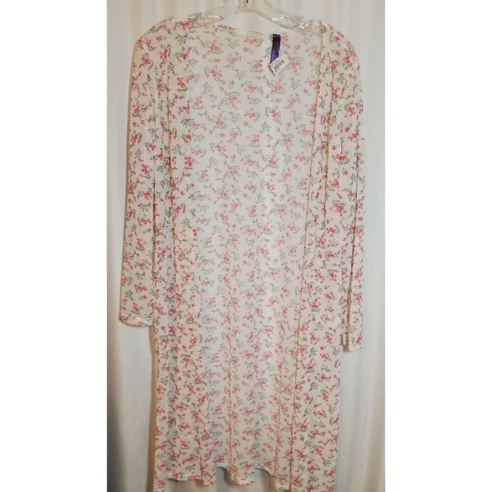 Women's Floral Cardigan Sheer Mesh Design Open Front BOHO Cottage Core NEW 2X